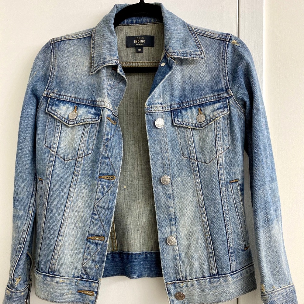 J Crew Distressed Denim Jacket